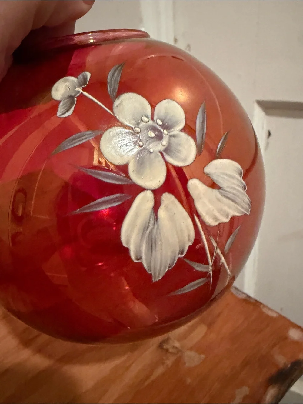 Fenton Vintage Red Cranberry Glass Ruffeled Vase Set